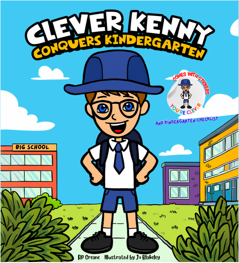 Clever Kenny Conquers Kindergarten Paperback + Activities Checklist Stickers Fun Tattoo